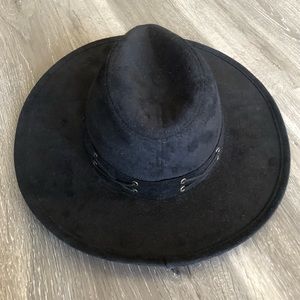 Black stylish wide brim hat